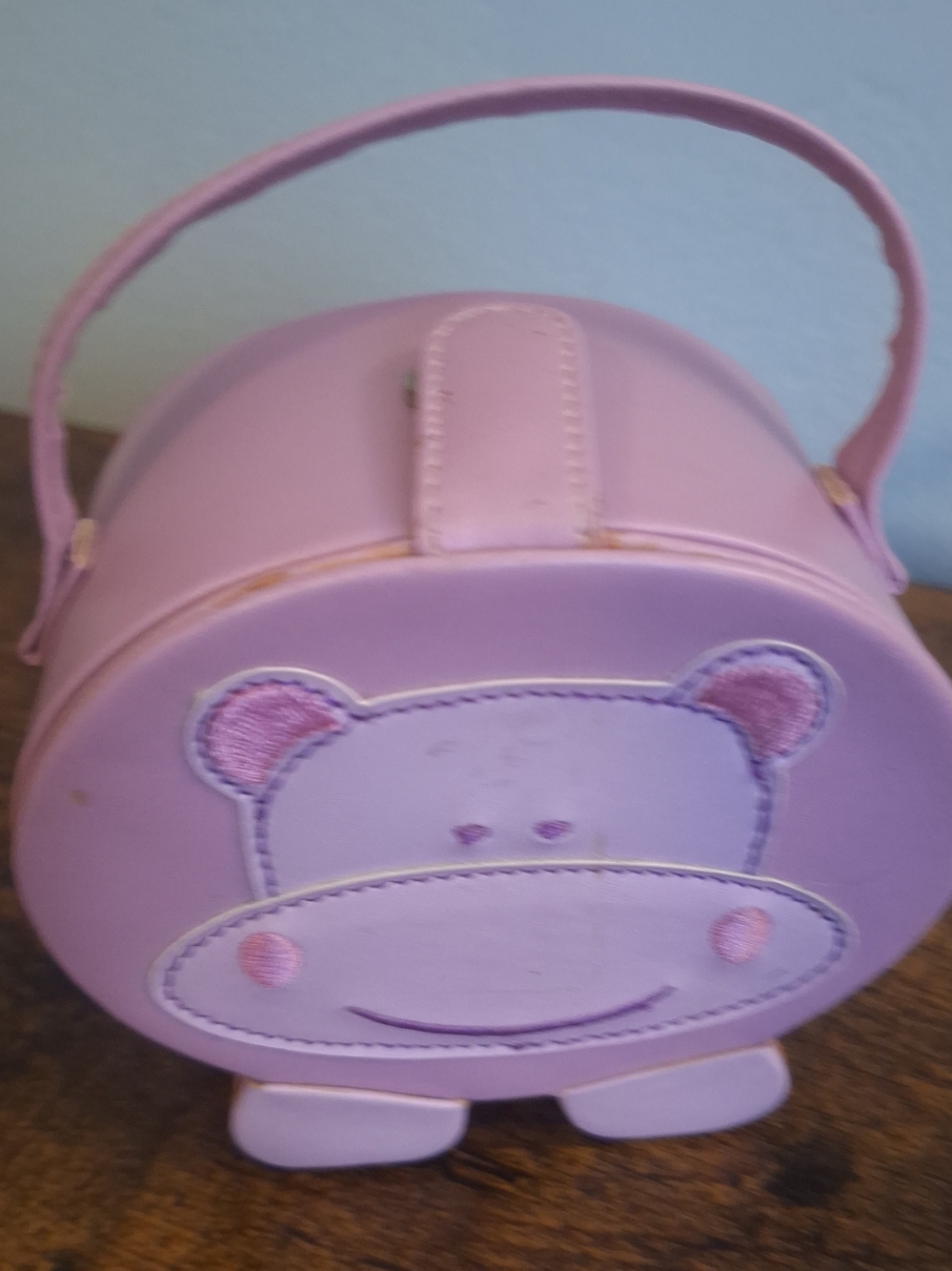 Vintage Lilac Hippo Jewelry Case with Handle